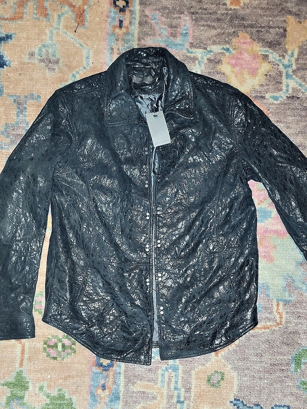 John Varvatos Leather Jacket in Black Size Medium NWT